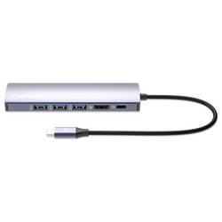 Manhattan dokovací stanice pro notebook USB-C PD 6-in-1 4K Dockingstation Hub USB-C-Stecker auf HDMI-Port 3xUSB RJ45 vč. funkce nabíjení, napájení USB-C®