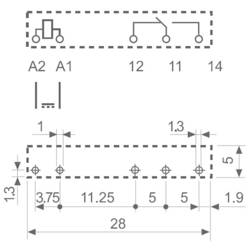 Úzké násuvné relé pro desky plošných spojů, série 34 Finder 5 V/DC, 6 A
