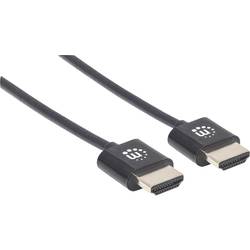 Manhattan HDMI kabel Zástrčka HDMI-A, Zástrčka HDMI-A 1.00 m černá 394352 4K UHD, fóliové stínění, stínění pletivem, kulatý, UL certifikace, flexibilní