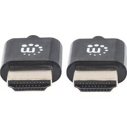 Manhattan HDMI kabel Zástrčka HDMI-A, Zástrčka HDMI-A 1.00 m černá 394352 4K UHD, fóliové stínění, stínění pletivem, kulatý, UL certifikace, flexibilní