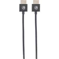 Manhattan HDMI kabel Zástrčka HDMI-A, Zástrčka HDMI-A 1.00 m černá 394352 4K UHD, fóliové stínění, stínění pletivem, kulatý, UL certifikace, flexibilní
