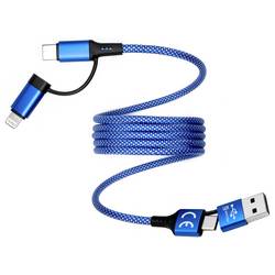 Smrter Nabíjecí kabel USB USB-C ® zástrčka, USB-A zástrčka, Apple Lightning konektor 1 m modrá SMRTER_MAGNETO_ULT_BL