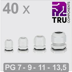 TRU COMPONENTS TC-13448360 kabelová průchodka PG7, PG9, PG11, PG13.5 polyamid šedá 40 ks