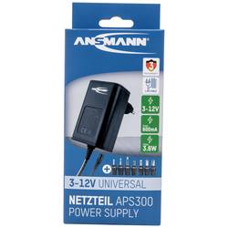 Ansmann 1201-0021 zásuvkový napájecí adaptér, nastavitelný, 12 V/DC, 9 V/DC, 7.5 V/DC, 6 V, 4.5 V/DC, 3 V, 300 mA, 3.60 W