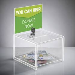 Sigel box pro promoakce s vhazovacím výřezem, zamykatelný VA151 transparentní (š x v x h) 15 x 15 x 21.2 cm 1 ks