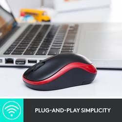 Logitech M185 optická myš, přenos bezdrátový, 2 tlačítko, 1000 dpi, šedá