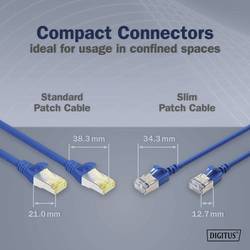 Digitus DK-1632-A-050S-B RJ45 síťové kabely, propojovací kabely CAT 6A F/FTP 5 m modrá barevně rozlišený, stíněný, točený drát, S průchodkou chránící proti