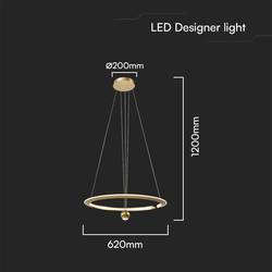 V-TAC VT-10126 23431 LED stropní svítidlo LED LED Energetická třída (EEK2021): E (A - G) 45 W zlatá