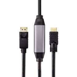 Renkforce DisplayPort / HDMI kabelový adaptér Konektor DisplayPort, Zástrčka HDMI-A 10.00 m černá RF-4581870 s feritovým jádrem Kabel DisplayPort
