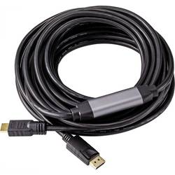Renkforce DisplayPort / HDMI kabelový adaptér Konektor DisplayPort, Zástrčka HDMI-A 10.00 m černá RF-4581870 s feritovým jádrem Kabel DisplayPort