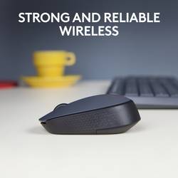 Logitech M170 optická myš, přenos bezdrátový, 3 tlačítko, 1000 dpi, šedá, černá