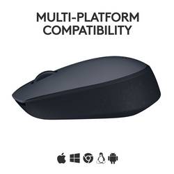 Logitech M170 optická myš, přenos bezdrátový, 3 tlačítko, 1000 dpi, šedá, černá