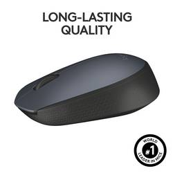 Logitech M170 optická myš, přenos bezdrátový, 3 tlačítko, 1000 dpi, šedá, černá