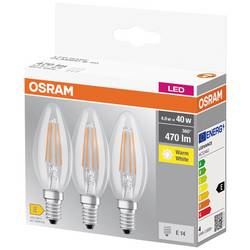 OSRAM HOMELIGHTING 4058075819313 LED Energetická třída (EEK2021) E (A - G) E14 svíčkový tvar 4 W = 40 W teplá bílá (Ø x d) 35.0 mm x 100.0 mm 3 ks