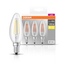 OSRAM HOMELIGHTING 4058075819313 LED Energetická třída (EEK2021) E (A - G) E14 svíčkový tvar 4 W = 40 W teplá bílá (Ø x d) 35.0 mm x 100.0 mm 3 ks