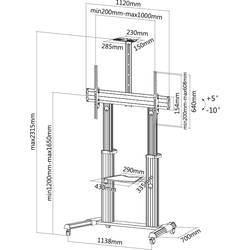SpeaKa Professional PREM-LINE XXL TTL04-610TW TV kolečkový vozík 152,4 cm (60) - 254,0 cm (100) naklápěcí