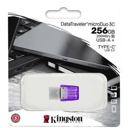 Kingston DataTraveler microDuo 3C USB flash disk Retail 256 GB nerezová ocel, fialová DTDUO3CG3/256GB USB 3.2 (Gen 1x1) , USB-C®