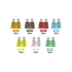 TRU COMPONENTS Plochá pojistka 5 A, 7.5 A, 10 A, 15 A, 20 A, 25 A, 30 A 70 díly