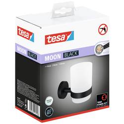 tesa 40566-00000-00 MOON BLACK kelímek na zubní kartáček lepidlo černá (matná), satinované sklo