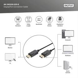 Digitus DisplayPort kabel Konektor DisplayPort, Konektor DisplayPort 2.00 m černá AK-340100-020-S Kabel DisplayPort