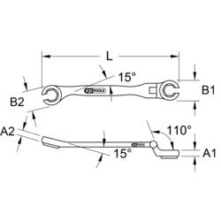 KS Tools 518.0378 CHROMEplus otevřený oboustranný očkový klíč s kloubem, 8 mm
