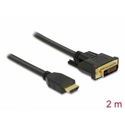 Delock HDMI / DVI kabel Zástrčka HDMI-A, DVI-D 24+1pol. Zástrčka 2 m černá 85654 třížilový stíněný, pozlacené kontakty HDMI kabel