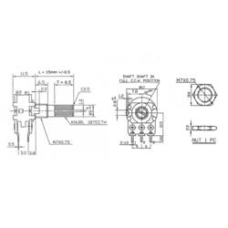 Alpha RV16AF20KB2K5M, RV16AF20KB2K5M otočný potenciometr, Mono, 0.2 W, 2.5 kΩ, 1 ks