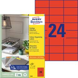 Avery-Zweckform 3448 univerzální etikety 70 x 37 mm papír červená 2400 ks trvalé inkoustová tiskárna, laserová tiskárna, barevná laserová tiskárna, kopírka