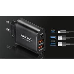 VOLTCRAFT UC-3ACX001 USB nabíječka, 2x USB A, 1x USB-C®, 38 W, Dodávka energie, černá