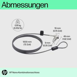 HP kabelový zámek pro notebooky, kódový číslicový zámek 1.83 m Nano Combination Lock