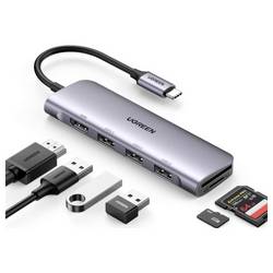 UGREEN USB-C® dokovací stanice CM511 6-in-1 USB-C Hub Vhodné pro značky (dokovací stanice pro notebook): univerzální vč. funkce nabíjení, integrovaná čtečka