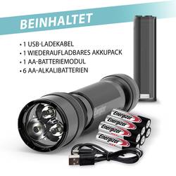 Energizer Hybrid Tactical Metal LED kapesní svítilna, napájeno akumulátorem, na baterii, 1200 lm
