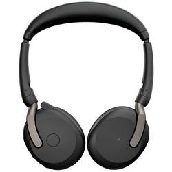 Jabra Evolve2 65 Flex Link380c MS Headset otevřená (On Ear) Bluetooth® stereo černá Potlačení hluku headset, Vypnutí zvuku mikrofonu, regulace hlasitosti,