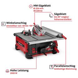 Einhell TE-TS 10 T stolní kotoučová pila, průměr listu 254 mm, 1800 W, 220 V, 230 V, 240 V