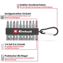 Einhell Karabiner Bit Set 10tlg 118623 sada bitů, 1/4 (6,3 mm), PH, PZ, šestiúhelník, TX, 1/4 (6,3 mm)