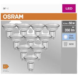 OSRAM HOMELIGHTING 4058075036703 LED Energetická třída (EEK2021) F (A - G) GU10 žárovka 4.3 W = 50 W neutrální bílá (Ø x v) 50 mm x 50 mm 10 ks