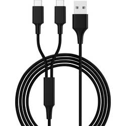 Smrter Nabíjecí kabel USB USB 2.0 USB-A zástrčka, USB-C ® zástrčka 1.20 m černá Textilní plášť SMRTER_HYDRA_DUO_C_BK