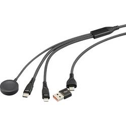 Renkforce Nabíjecí kabel USB USB 2.0 USB-A zástrčka, USB-C ® zástrčka, Apple Lightning konektor, USB-C ® zástrčka, Magnetický konektor 1.20 m černá látkový