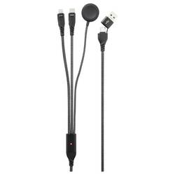 Renkforce Nabíjecí kabel USB USB 2.0 USB-A zástrčka, USB-C ® zástrčka, Apple Lightning konektor, USB-C ® zástrčka, Magnetický konektor 1.20 m černá látkový