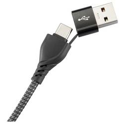 Renkforce Nabíjecí kabel USB USB 2.0 USB-A zástrčka, USB-C ® zástrčka, Apple Lightning konektor, USB-C ® zástrčka, Magnetický konektor 1.20 m černá látkový