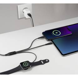 Renkforce Nabíjecí kabel USB USB 2.0 USB-A zástrčka, USB-C ® zástrčka, Apple Lightning konektor, USB-C ® zástrčka, Magnetický konektor 1.20 m černá látkový