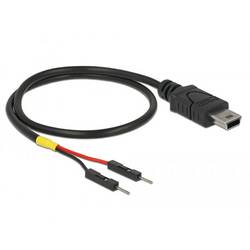 Delock USB kabel USB Mini-B zástrčka, Zástrčka na desku 2pólová 0.30 m černá se sloupkovým konektorem 85414