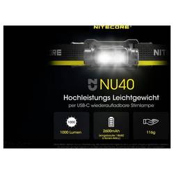 NiteCore NU40 LED čelovka, napájeno akumulátorem, 1000 lm, NC-NU40