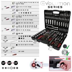 KS Tools 917.0779 sada nástrčných klíčů, metrický, 1/2, 1/4 (6,3 mm), 3/8, 179dílná, 917.0779