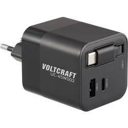 VOLTCRAFT UC-45W002 USB nabíječka, GaN, USB Power Delivery (USB-PD) , Rychlonabíječka, 1x USB A , 2x USB-C®, 45 W, Dodávka energie, černá