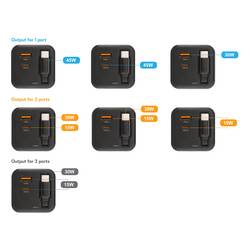 VOLTCRAFT UC-45W002 USB nabíječka, GaN, USB Power Delivery (USB-PD) , Rychlonabíječka, 1x USB A , 2x USB-C®, 45 W, Dodávka energie, černá