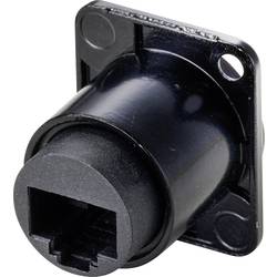 TRU COMPONENTS TC-9554644 RJ45 průchozí vestavná zásuvka D, tvar Cat 6 zásuvka, rovná Počet pólů 8P8C černá 1 ks