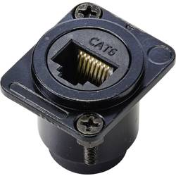 TRU COMPONENTS TC-9554644 RJ45 průchozí vestavná zásuvka D, tvar Cat 6 zásuvka, rovná Počet pólů 8P8C černá 1 ks