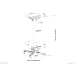 Neomounts CL25-540BL1 stropní držák projektoru stropní držák, nastavitelná výška, otočný, naklápěcí, nakláněcí vzd. země-strop (max.): 90.5 cm černá