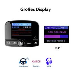 Renkforce RF-CRDAB-100 DAB+ rádio adaptér do auta uchycení přísavkami, streamování hudby přes Bluetooth